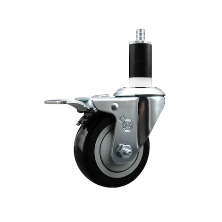 Service Caster 3.5'' SS Black Poly Swivel 1-3/8'' Expanding Stem Caster Total Lock Brake SCC-SSEXTTL20S3514-PPUB-BLK-138